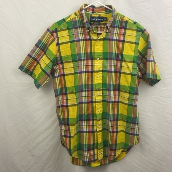 Ralph Lauren Polo Mens Sz M Multi-color Plaid Short Sleeve Button Up Shirt - Picture 2 of 8
